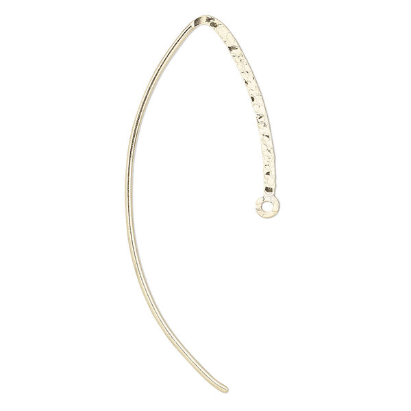 Ear wire, 14Kt gold-filled, 25mm textured flat marquise with closed loop, 20 gauge. Sold per pair. image number 0