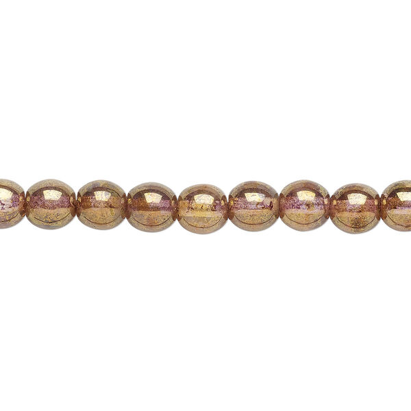 Bead, Czech glass druk, translucent copper luster, 6mm round. Sold per 15-1/2" to 16" strand. image number 0