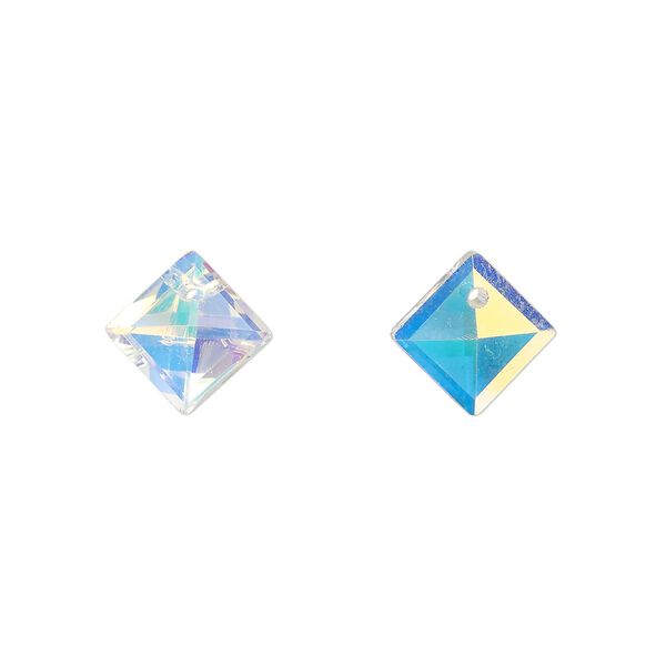 Drop, glass, translucent clear AB, 10mm diamond. Sold per pkg of 12. image number 0