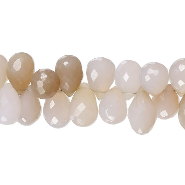 Bead, purple and peach chalcedony (dyed), light, 11x6mm-13x8mm hand-cut top-drilled faceted teardrop with 0.4-1.4mm hole, C- grade, Mohs hardness 6-1/2 to 7. Sold per 8-inch strand. image number 0