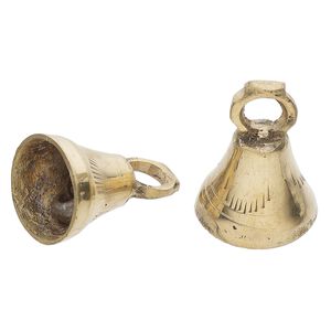 Bell, brass, 1-1/2 inch bell with lines and clapper. Sold per pkg of 2.