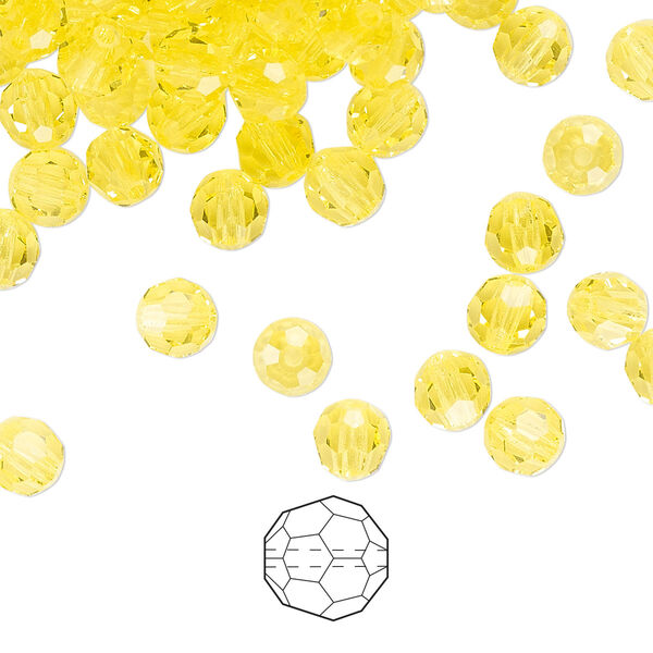 Bead 144pk citrine, Preciosa Czech crystal 5mm round image number 0