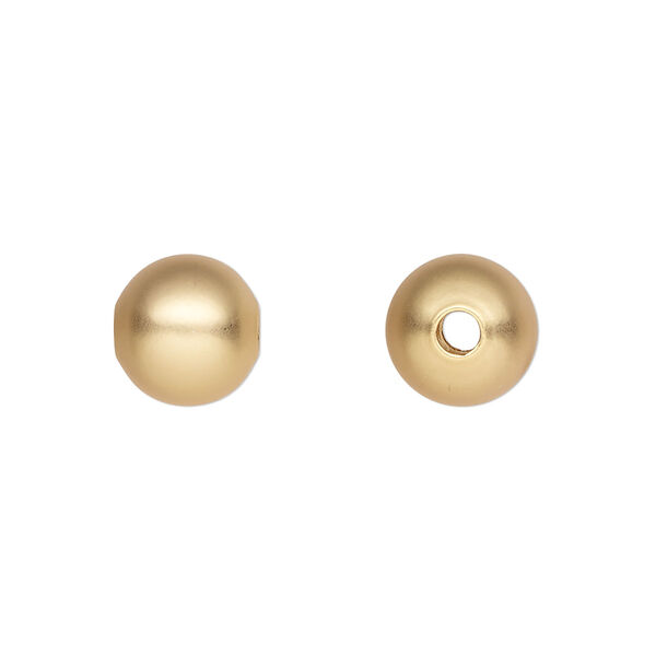 Bead, gold-plated brass with satin finish, 10mm round. Sold per pkg of 100. image number 0