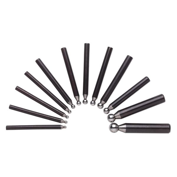 Dapping punch set, steel, black, 4-13mm. Sold per 12-piece set. image number 0