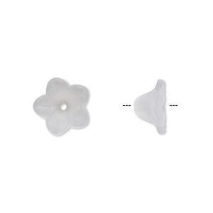 Component, acrylic, translucent frosted clear, 11x7mm flower. Sold per pkg of 100.