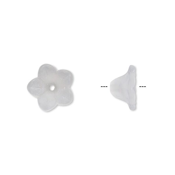 Component, acrylic, translucent frosted clear, 11x7mm flower. Sold per pkg of 100. image number 0
