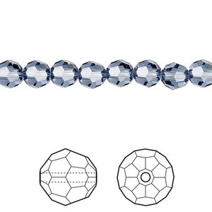 Bead 144pk denim blue, Crystal Passions® 6mm round 5000