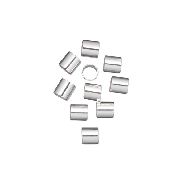 Crimp, sterling silver, 4mm cut tube, 3.5mm inside diameter. Sold per pkg of 10. image number 0