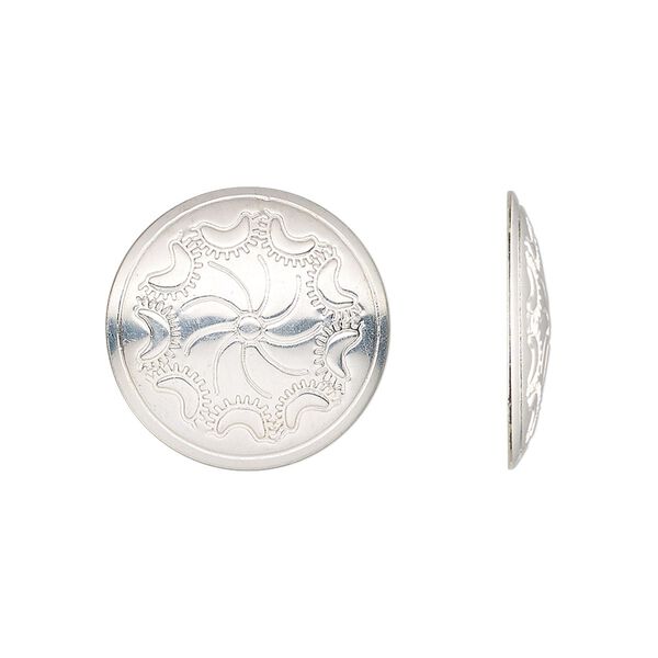 Component, sterling silver, 19mm single-sided round Concho with star and moon design. Sold individually. image number 0