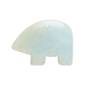Amazonite 1pkg1, top-drilled and half-drilled Zuni-style bear focal natural, 28x20mm-33x25mm