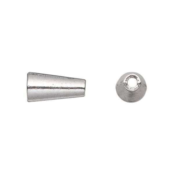 Cone, antique silver-plated "pewter" (zinc-based alloy), 14x8mm with 5.5mm inside diameter. Sold per pkg of 20. image number 0
