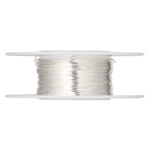 Wire, sterling silver, dead-soft, round, 28 gauge. Sold per 1/4 ounce spool, approximately 33 feet. image number 0