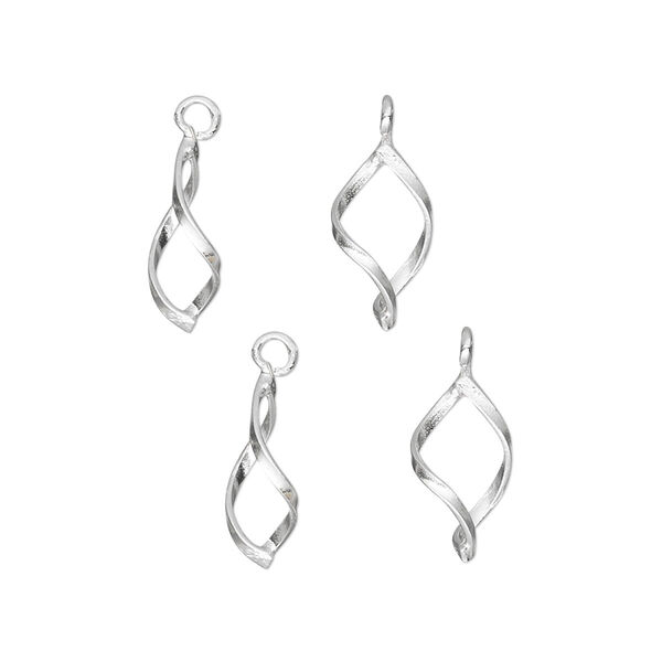 Drop, sterling silver, 13x7mm marquise with flat wire. Sold per pkg of 4. image number 0