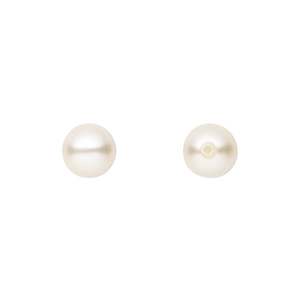 Pearl 10pk light creamrose, Preciosa Czech crystal 8mm half-drilled round image number 0