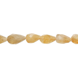 Citrine 1pkg1, hand-cut faceted teardrop bead, 14 inch 7x5mm-13x6mm