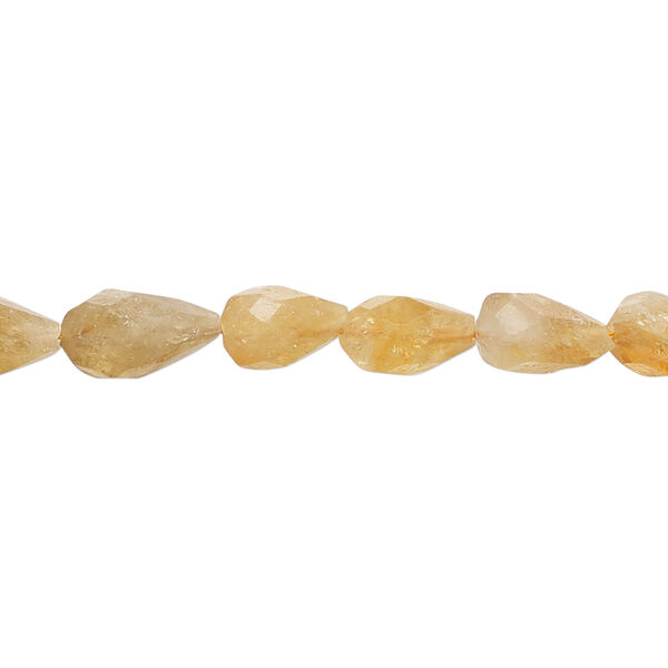 Citrine 1pkg1, hand-cut faceted teardrop bead, 14 inch 7x5mm-13x6mm image number 0