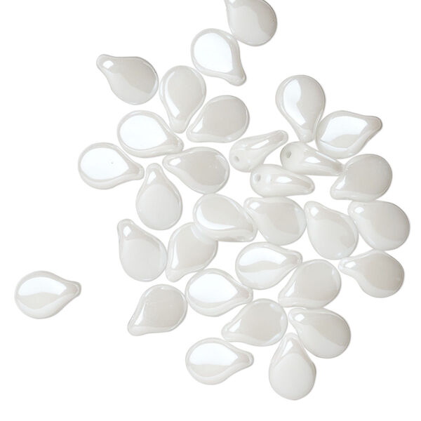 Bead, Preciosa Pip™, Czech pressed glass, opaque light ivory luster, 7x5mm top-drilled pip. Sold per pkg of 30. image number 0