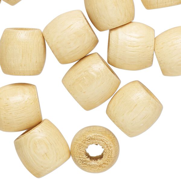 Bead, wood (waxed), natural, 12x11mm barrel. Sold per pkg of 100. image number 0