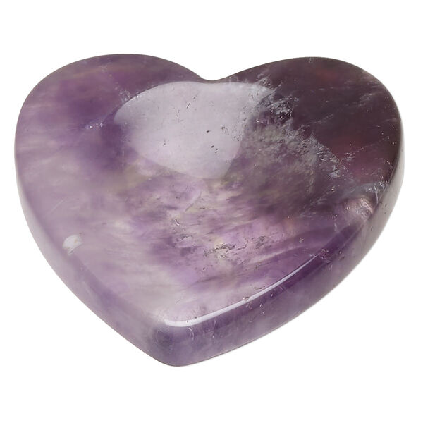 Worry stone, amethyst (natural), 47x43mm-52x47mm hand-cut heart, B grade, Mohs hardness 7. Sold individually. image number 0