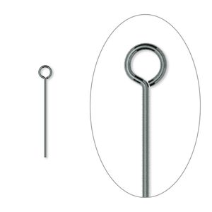 Eye pin, gunmetal-plated brass, 3/4 inch, 24 gauge. Sold per pkg of 100.
