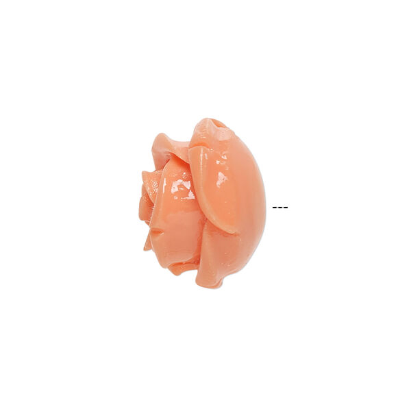 Bead, resin, light salmon pink, 19x19mm half-drilled rose. Sold per pkg of 2. image number 1