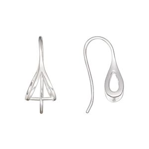 Ear wire 1pkg2 sterling silver, 20mm / perpendicular ice-pick bail / 5.5mm grip length, 19 gauge 1 pair
