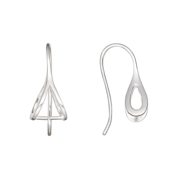 Ear wire 1pkg2 sterling silver, 20mm / perpendicular ice-pick bail / 5.5mm grip length, 19 gauge 1 pair image number 0