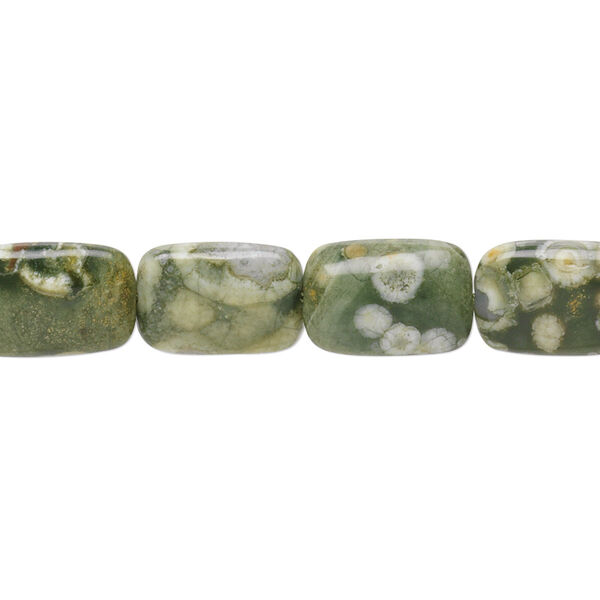 Bead, rhyolite (natural), light to dark, 12x8mm puffed rectangle, B grade, Mohs hardness 6-1/2 to 7. Sold per 15-1/2" to 16" strand. image number 0