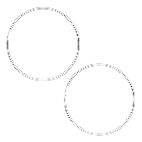 Earring, sterling silver, 65-70mm round hoop with endless-loop closure. Sold per pair. image number 0