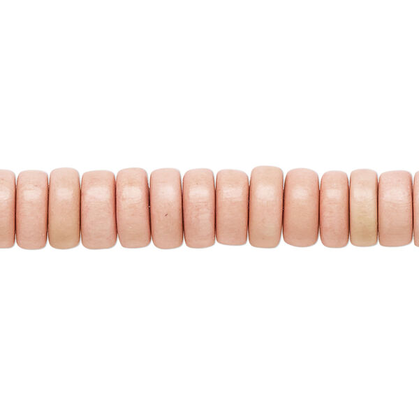Bead, Taiwanese cheesewood (dyed / waxed), light orange, 8x4mm rondelle. Sold per pkg of (2) 15-1/2" to 16" strands. image number 0