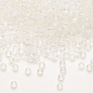 Seed bead, Preciosa Ornela, glass, translucent rainbow crystal clear, #8 rocaille. Sold per 50-gram pkg.