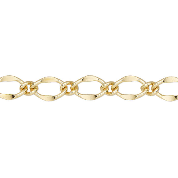 Chain, gold-finished brass, 6mm long and short oval. Sold per pkg of 5 feet. image number 0
