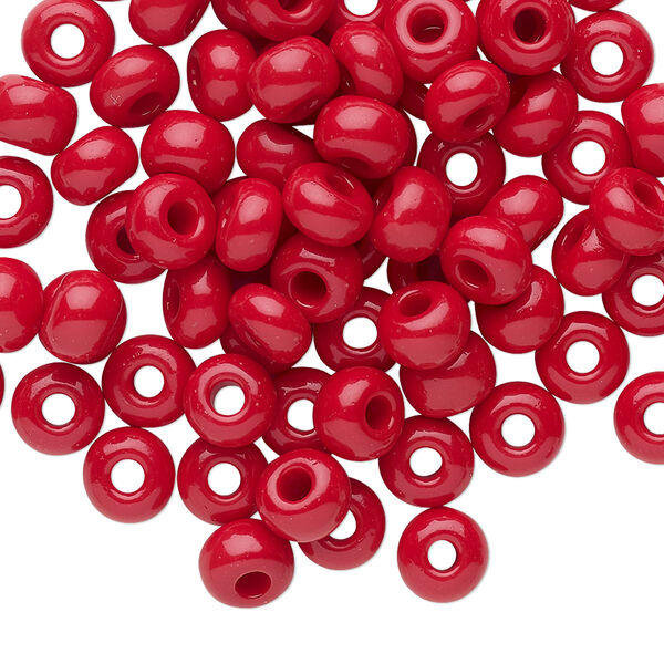 Seed bead, Preciosa Ornela Czech glass, pkg/50g, #2 rocaille, opaque ruby red, (93210). image number 0