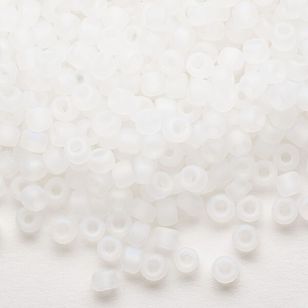 Seed bead, Dyna-Mites™, glass, translucent matte rainbow clear, #6 round. Sold per 40-gram pkg. image number 0
