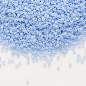 Seed bead, Miyuki, glass, pkg/35g, #15 rocaille, opaque matte agate blue, (RR-494F).