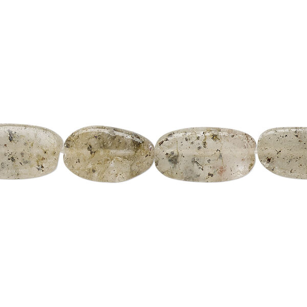 Bead, spotted quartz (natural), 10x6mm-18x9mm hand-cut flat oval, C grade, Mohs hardness 7. Sold per 13-inch strand. image number 0