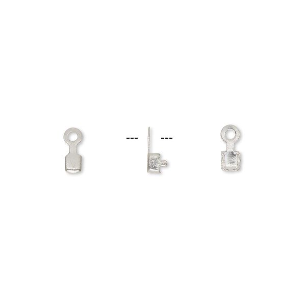 Connector, silver-finished brass, 2.5x2.5mm, fits 2mm cupchain. Sold per pkg of 50. image number 0