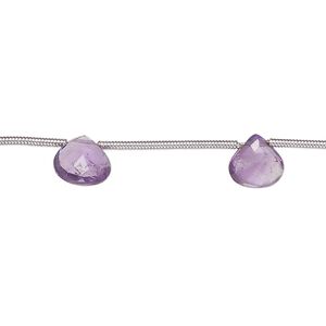 Amethyst 1pkg8, hand-cut top-drilled faceted puffed teardrop bead natural 7-8mm