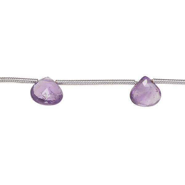 Amethyst 1pkg8, hand-cut top-drilled faceted puffed teardrop bead natural 7-8mm image number 0