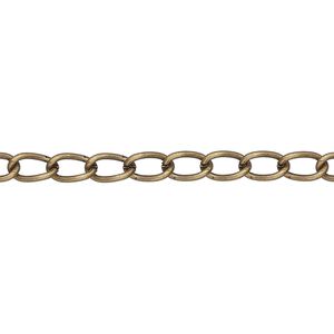 Chain 1pkg1 gold-plated curb, 4mm, brass 5 foot unfinished antique