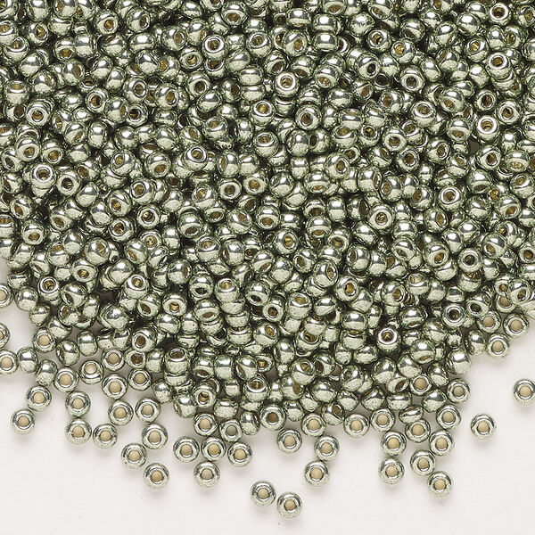 Seed bead, Miyuki, glass, pkg/25g, #11 rocaille, Duracoat® opaque galvanized sea green (RR-4215). image number 0