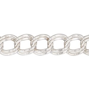 Chain 1pkg1 sterling silver curb, 5mm double, 50 foot unfinished