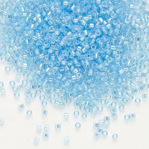 Seed bead, Delica®, glass, pkg/7.5g, #11 round, translucent rainbow aqua (DB-0176).