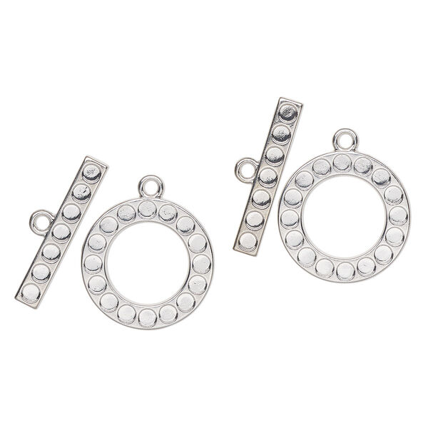 Clasp toggle brass 2pk 25mm, antique silver finish image number 0