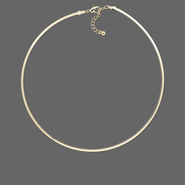 Neckwire, gold-plated brass, 3mm flat, 16 inches. Sold individually. image number 0