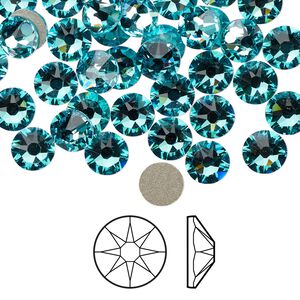 Flat back 144pk light turquoise foil back, Crystal Passions® 6.32-6.5mm rose round SS30 2088