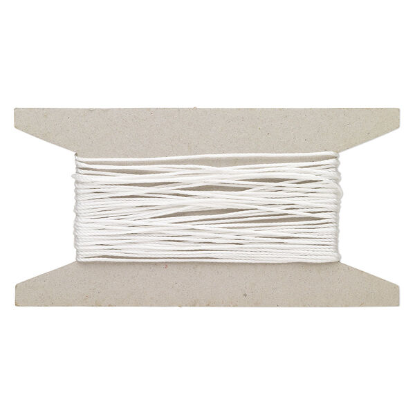 Cord, nylon, white, 1mm round. Sold per 25-foot card. image number 0