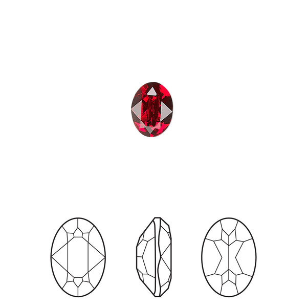 Fancy stone 4pk scarlet foil back, Crystal Passions® 8x6mm oval 4120 image number 0