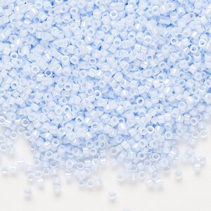 Seed bead, Delica®, glass, pkg/7.5g, #11 round, opaque glazed luster light sky blue (DB-1537-1).