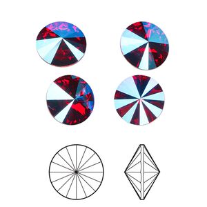 Chaton 4pk scarlet glacier blue foil back, Crystal Passions® 10.54-10.91mm rivoli SS47 1122